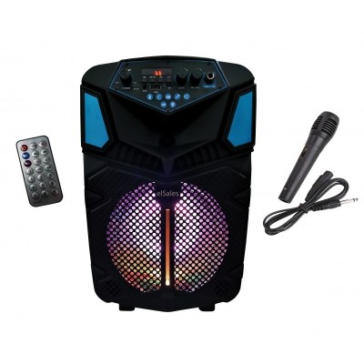 Boxa portabila elSales ELS-H8 cu Bluetooth , USB , card , telecomanda , microfon , lumina LED , negru foto