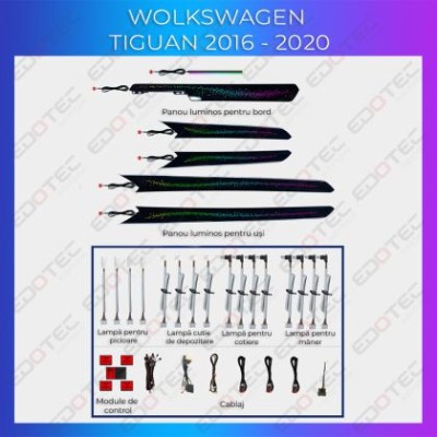 Lumini ambientale VW Tiguan 2016-2021 trimuri control telefon sau sistem original CarStore Technology foto