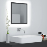 Oglindă de baie cu LED, gri, 40x8,5x37 cm, acril