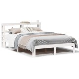 Cumpara ieftin Cadru de pat cu tablie, alb, 150x200 cm lemn masiv pin