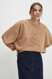 Answear Lab bluza femei, culoarea bej, cu imprimeu