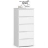 Comoda albă 5 sertare, 40x35x92 cm, placă laminată, Akord Furniture Factory, GartenVIP DiyLine - Mobilă living