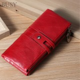 Cumpara ieftin Portofel dama, BUSY LDY&amp;GTM&reg; Gaya, piele naturala, antiscanare carduri RFID, compartiment smartphone, sloturi sim si memory card, rosu