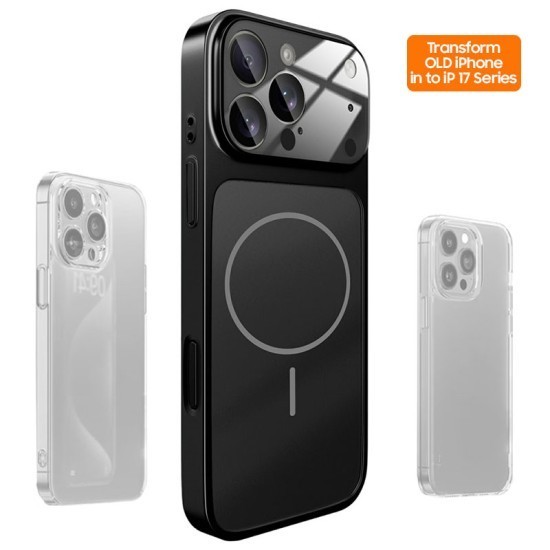 Husa Skin pentru Transformare iPhone 13 Pro Max in iPhone 17 Pro Max &ndash; Design Premium, Compatibil MagSafe, Culoare Negru