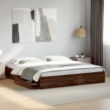 VidaXL Cadru de pat cu sertare stejar maro 200x200 cm lemn prelucrat