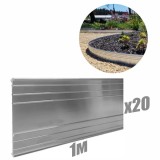 Bordură gazon - Ultra strong, aluminiu, 24cm x 100cm, 20 bucăţi, culoare: fără culoare