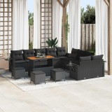 vidaXL Set de canapele pentru grădină 14 pcs Negru poliratan