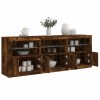 VidaXL Servantă cu lumini LED, stejar fumuriu, 181,5x37x67 cm