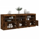 vidaXL Dulap cu lumini LED, stejar fumuriu, 181,5x37x67 cm