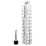 Set Prelungitor Penis cu striatii stimulatoare si Vibrator Glont, 17 cm