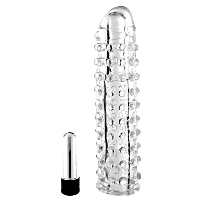 Set Prelungitor Penis cu striatii stimulatoare si Vibrator Glont, 17 cm