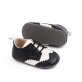 Pantofiori eleganti negri cu insertie alba (Marime Disponibila: 9-12 luni