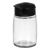 Solniță Sticlă, Capac Negru, Diametru 5cm, &Icirc;nălțime 8.5cm, Oem