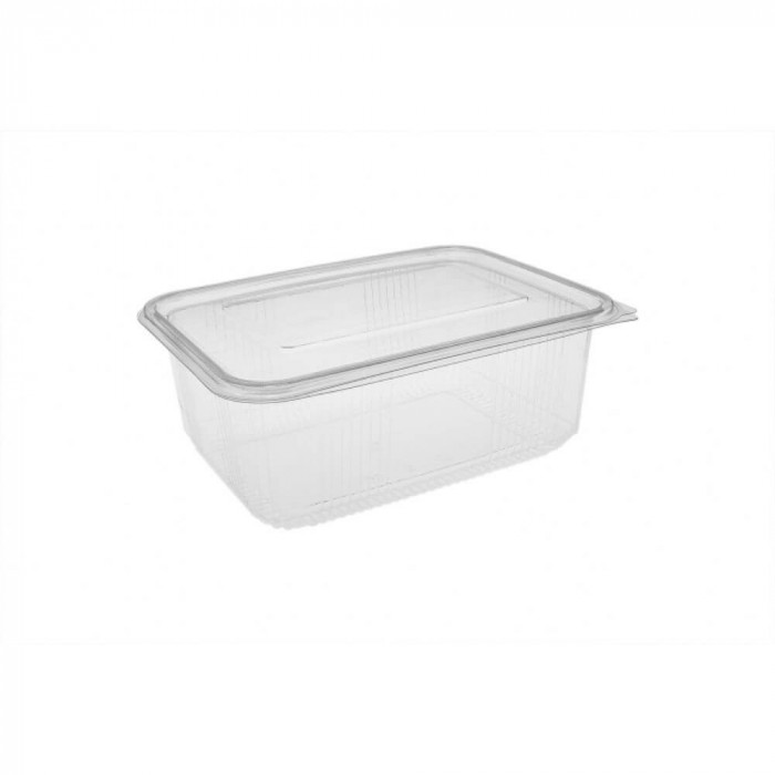 Caserole Plastic cu Capac, 260x190x90 mm, 50 Buc/Set, 3000 ml, cu Capac Detasabil, Transparent, Caserole de Unica Folosinta, Caserole cu Capac din Pla