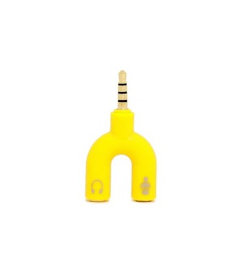 Adaptor splitter jack audio de 3,5 mm Microfon si casti-Culoare Galben foto