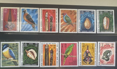 PC315 - Noile Hebride (ENG) 1972 Fauna/ Pasari/ Arta nativa, serie MNH, 12v foto