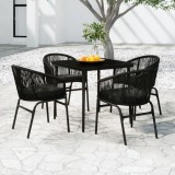 VidaXL Set de servit masa pentru grădină, 5 piese, negru