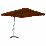 Umbrelă de exterior cu st&acirc;lp din oțel, teracota, 250x250x230 cm, vidaXL