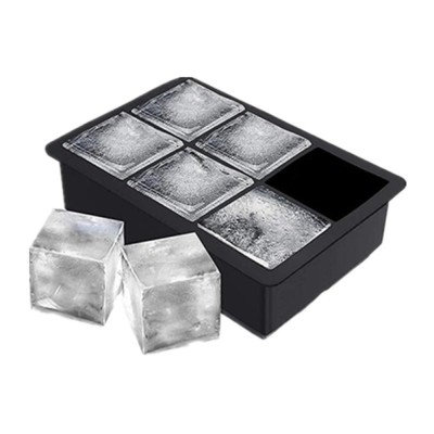 Forma pentru Gheata, Cyrax, 6 Forme Patrate cu Capac, din Silicon, 17 x 12 x 6 cm, Negru foto