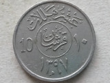 ARABIA SAUDITA-10 HALALAS 1977, Asia, Cupru-Nichel