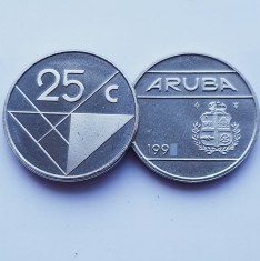3265 Aruba 25 cents 1986 Beatrix / Willem-Alexander km 3 aUnc-UNC foto