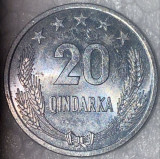 MONEDA ALUMINIU 20 QINDARCA 1944-1969 ALBANIA/ PUTIN CIRCULATA,IMAGINI