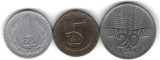 POLONIA LOT nr 4 / 3 buc : 1 + 5 + 20 Zloti 1976