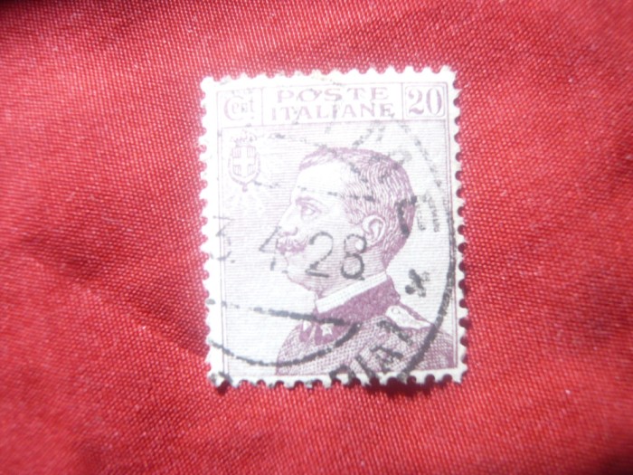 Timbru Italia 1926 - Rege Victor Emanuel III , 20c lila stampilat