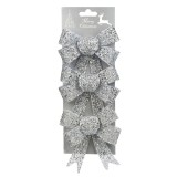 Fundite Decorative Craciun, Glitter Argintiu, 13cm, Set 3 Bucăți, Oem