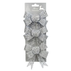 Fundite Decorative Craciun, Glitter Argintiu, 13cm, Set 3 Bucăți