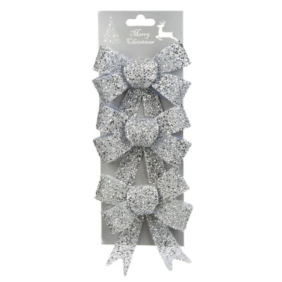 Fundite Decorative Craciun, Glitter Argintiu, 13cm, Set 3 Bucăți foto