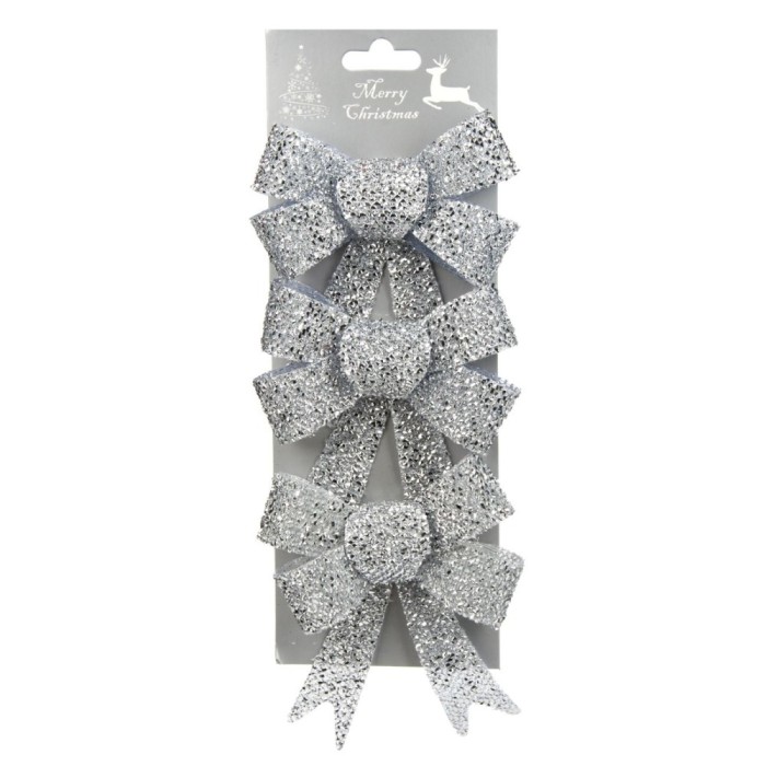 Fundite Decorative Craciun, Glitter Argintiu, 13cm, Set 3 Bucăți