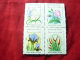 Serie - bloc IRAN 1987 - Flora , 4 valori, Nestampilat