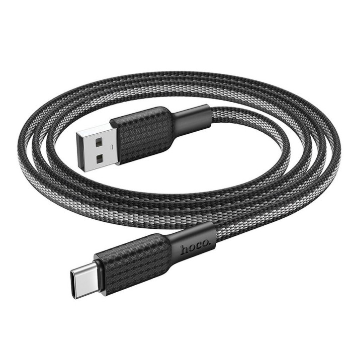 Hoco X69 - Cablu USB-A la Type-C 3A, 1m, Negru Alb