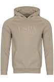 Cumpara ieftin Hanorac Barbati U.S. Polo Assn. Tyba Bej cu Gluga, Fermoar si Buzunare Laterale - Bumbac 100%