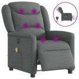 VidaXL Fotoliu electric de masaj rabatabil, gri &icirc;nchis, textil