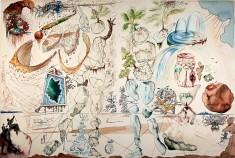 Salvador Dal&iacute;, Viziunea erei atomice, litografie semnată &icirc;n creion de m&acirc;nă