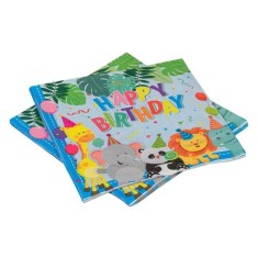 Set 12 Servetele de Masa pentru Petrecere, tematica Animale 33x33cm