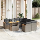 Gossi set canapele de gradina, 9 piese, cu perne, gri, poliratan