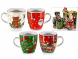 Set 4 cani Craciun portelan multicolor in cutie cadou PL &Oslash; 5,5 x 6 H, 70 ml