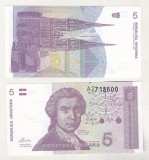 Bancnota Croatia 5 Dinari 1991 UNC - Numismatica Europa
