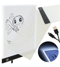 Tabla de desen A4 cu iluminare LED pentru desenat, cu incarcare Micro USB, negru