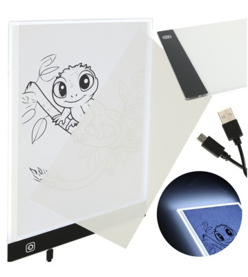Tabla de desen A4 cu iluminare LED pentru desenat, cu incarcare Micro USB, negru foto