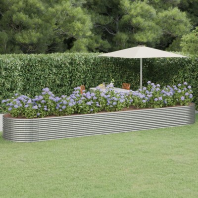 vidaXL Jardinieră argintiu 584x140x68 cm oțel vopsit electrostatic foto