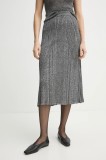 AERON fusta MOSSY culoarea gri, midi, evazati, SK233562