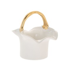 Bol din ceramica White Gold cu maner 21 cm x 20 cm