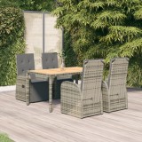 vidaXL Set mobilier de grădină cu perne, 5 piese, gri, poliratan 3157593