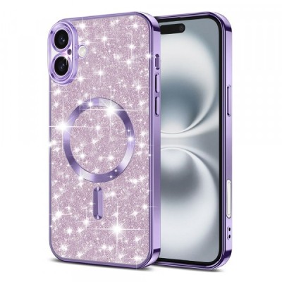 Husa MagSafe pentru Apple iPhone 16 Plus, Techsuit, Luxury Glitter, Mov Deschis foto