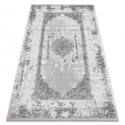 Covor acril VALS 8801 Cadru Ornament fildeş / gri, 100x200 cm foto