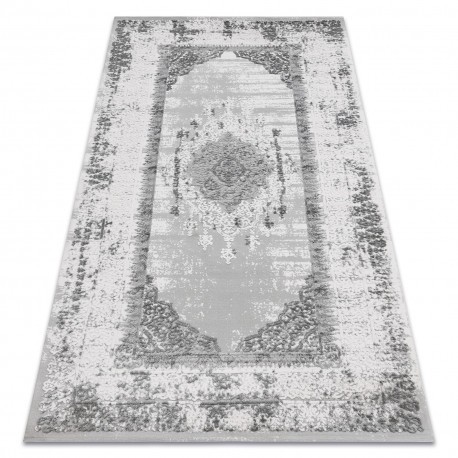 Covor acril VALS 8801 Cadru Ornament fildeş / gri, 100x200 cm